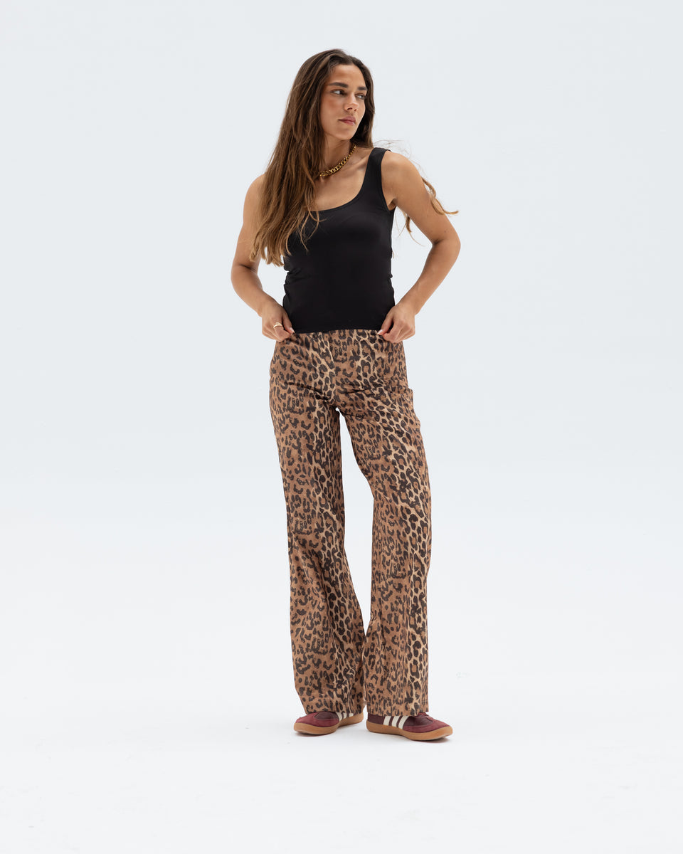 STRAIGHT-LEG LEOPARD PANTS – AZADOURA