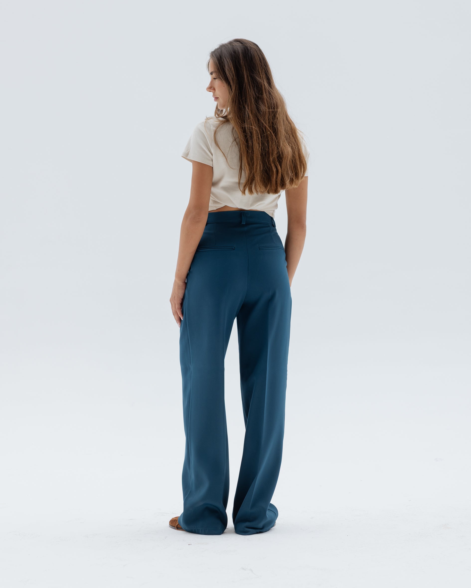 PLEATED WIDE LEG PANTS TURQUOSIE – AZADOURA