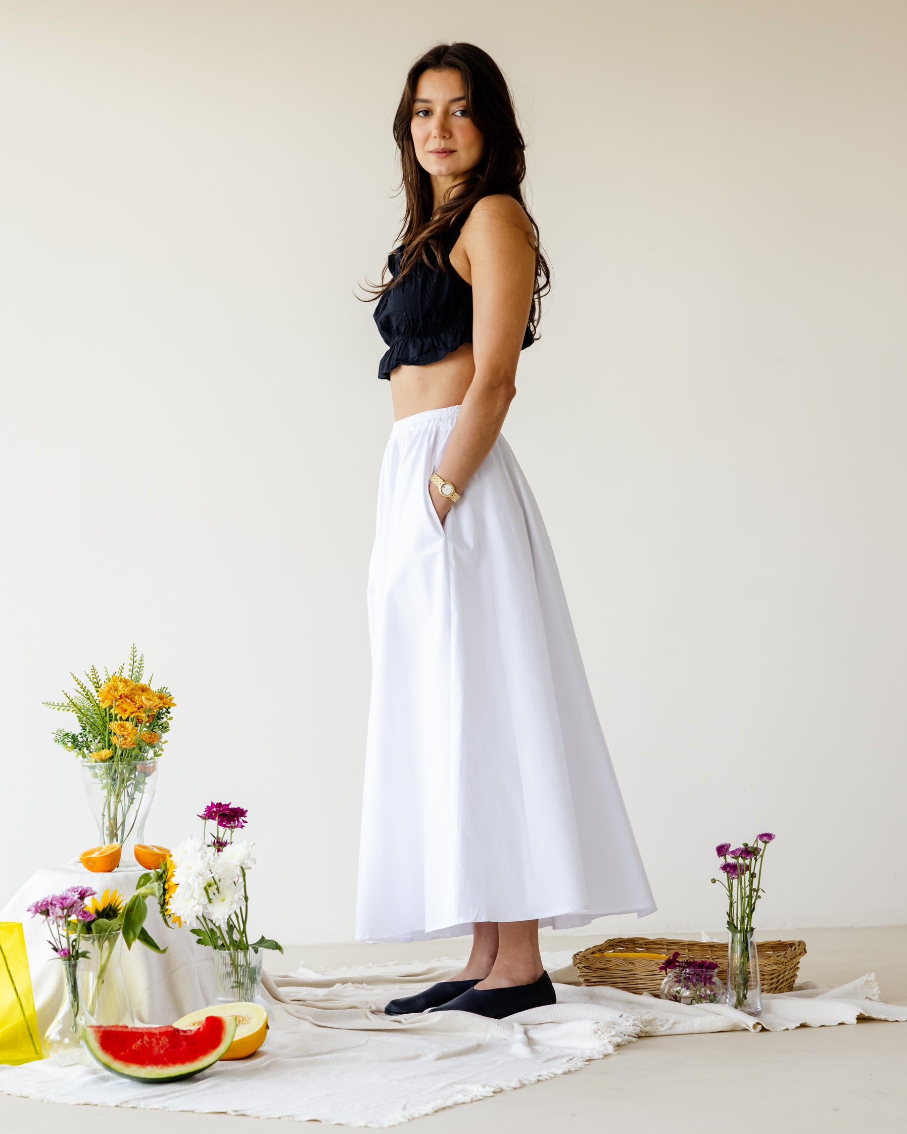 POPLIN SKIRT WHITE – AZADOURA