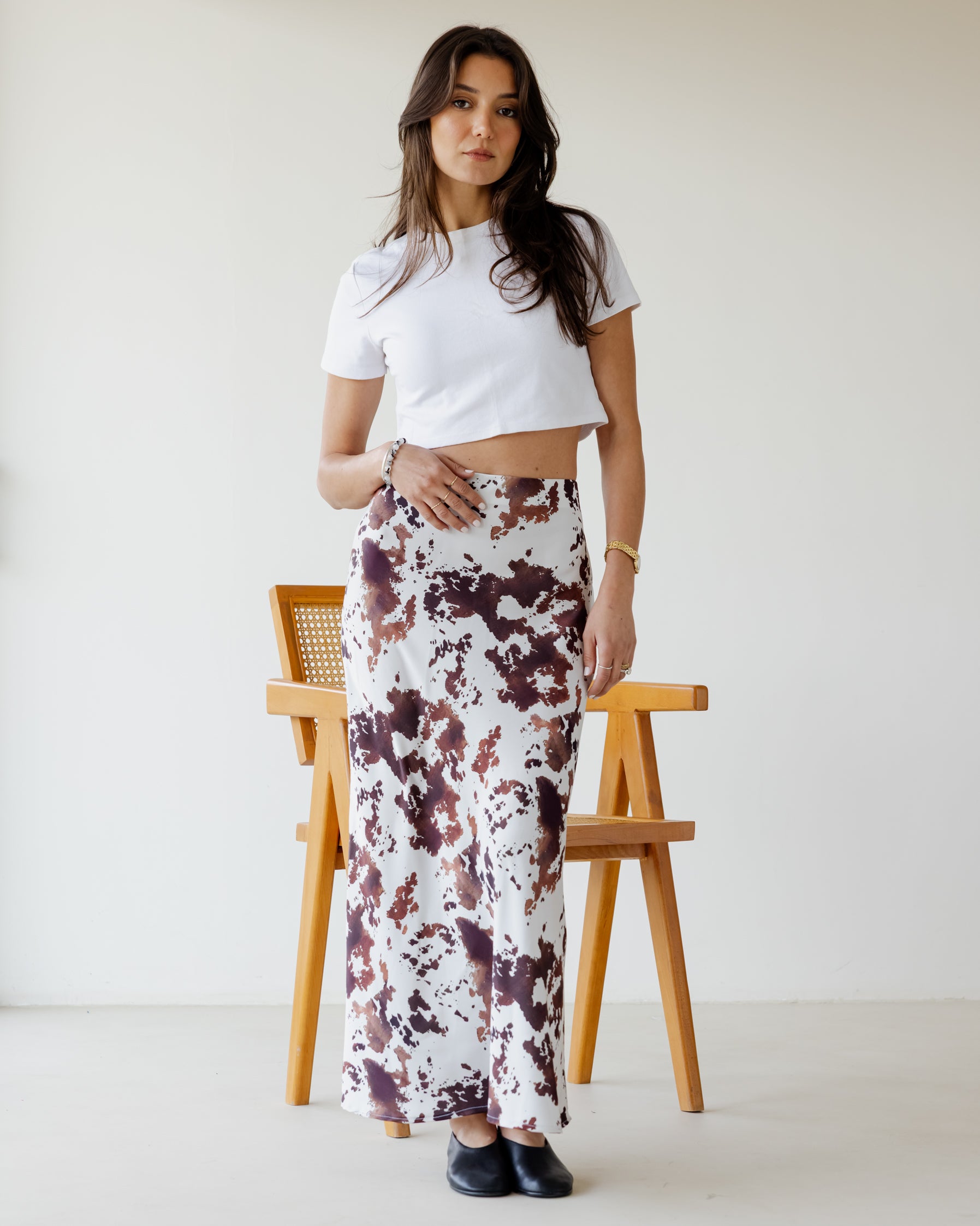 ANIMAL PRINT SATIN SKIRT