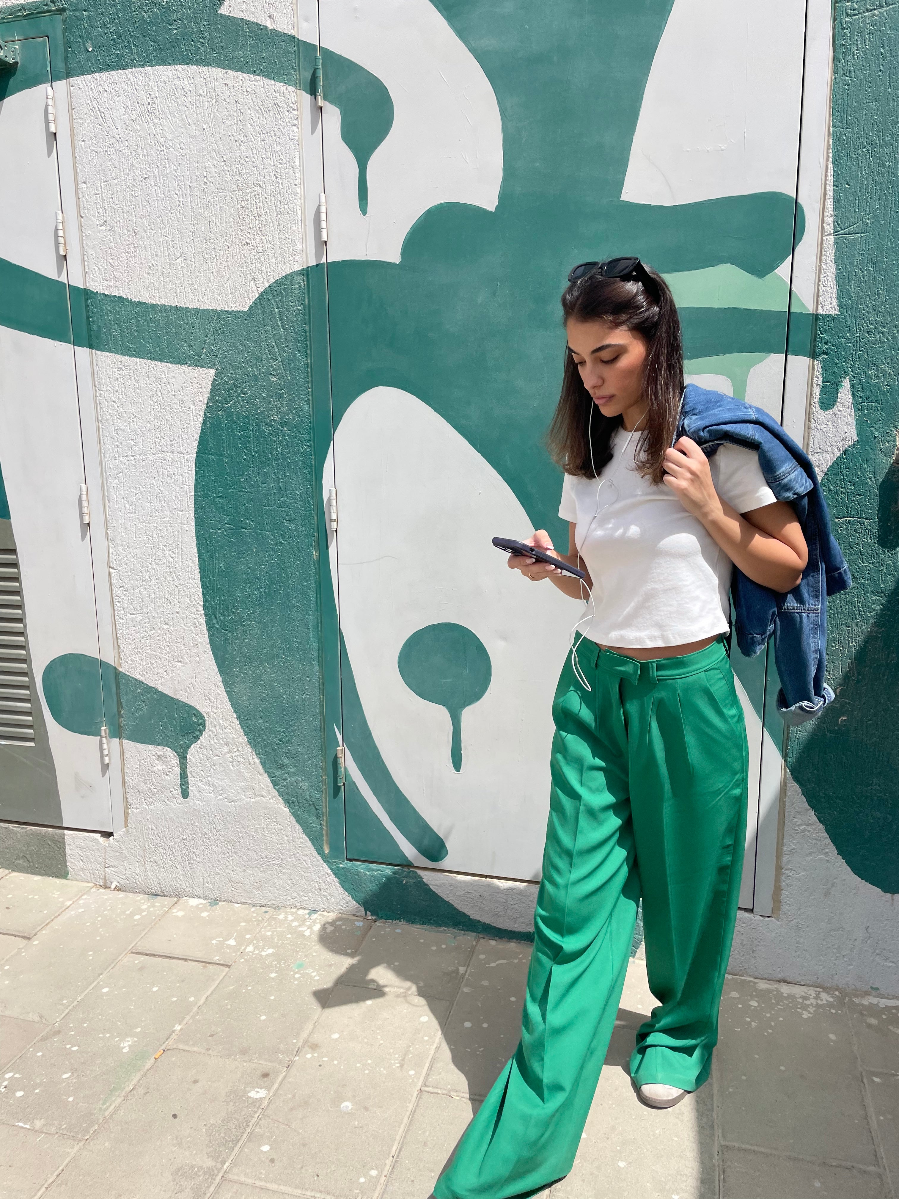 WIDE LEG TROUSERS GREEN – AZADOURA