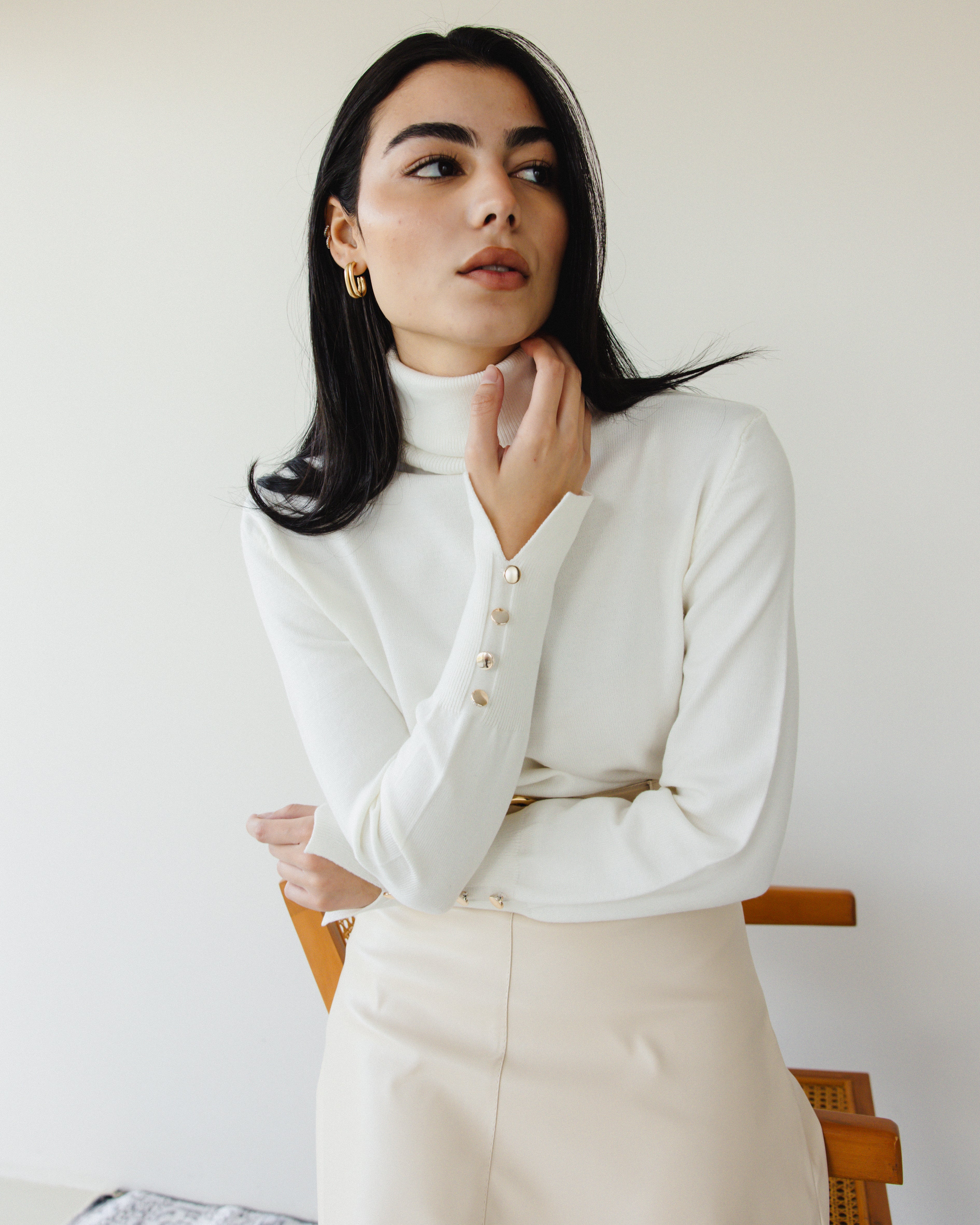 laubeblanc High-neck Knit Tops white laubeblanc High-neck Knit